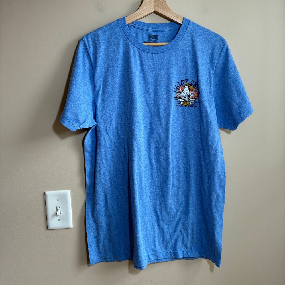 Salty Crew Find Refuge In The Sea Graphic T-Shirt Medium Blue Mens Cotton Blend